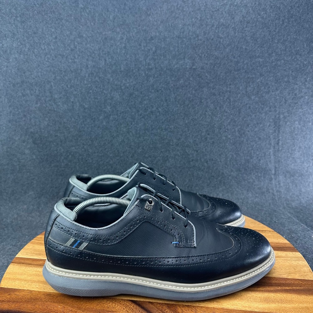 FootJoy Traditions Golf Shoes Mens 11.5M Black Leather Spiked Wingtip 57913